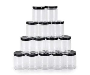 testyu 14 Pcs 8oz/250ml Plastic Jars with Sealing Lid, Food-Grade PET Spice Jars, Reusable Durable Spill-Proof Plastic Storage Jar for Kitchen Groceries Spice Cereals Crafts Slime Containers