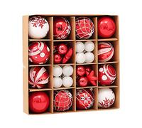 testyu 42 Pieces Christmas Baubles 3 & 6 cm Red Festive Ornaments Shatterproof Baubles with Reusable and Portable for Christmas Tree Decoration