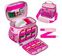 Tesuko Carrying Case Compatible with Little Tikes Story Dream Machine Books Starter Set with 12 Storybook Pockets, Travel Story Bag for Storytime Book Character Collection with Shoulder Strap (Pink)