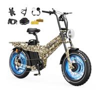 TESWAY Electric Bike for Adults,52V 60AH 320KM Long Range Ebike,20" Full Suspension Fat Tire E-Bike, Dual Hydraulic Brake, 7-Speed Colorful LCD Display Electric Mountain Bike