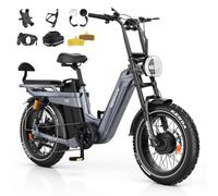 TESWAY Electric Bike for Adults,52V 60AH Long Range Ebike,Dual Motor 20" Full Suspension Fat Tire E-bike, Dual Hydraulic Brake, 7-Speed Colorful LCD Display Electric Bike