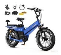 TESWAY Electric Bike X7AWD&X7 PRO, 52V 60AH 320KM Long Range Ebike, 4-Piston Hydraulic Brakes & Full Suspension, 20" Fat Tire with 7-Speed Electric Bike for Off-Road, Commute, Cargo (X7PRO, BLUE)