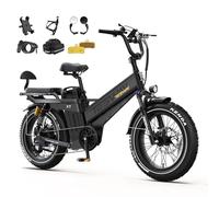 TESWAY X7PRO Electric Bike for Adults,52V 60AH 320KM Long Range Ebike,20" Full Suspension Fat Tire E-Bike, Dual Hydraulic Brake, 7-Speed Colorful LCD Display Electric Bicycle(Step Over)