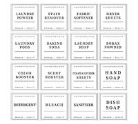 TESWEY Laundry Labels for Jars, Minimalist Laundry Room Labels Set, 18PCS PVC Laundry Room Labels for Organizing, Waterproof Labels for Laundry Containers Glass Jars, with DIY Blank Labels
