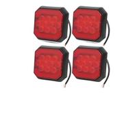 Tetari Car Tail Light Square Truck Tail Light Led Indicator Reverse Brake Stop For Pickup 4x4 Bus Trailer Van 12V 24V(4pcs Red)