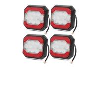 Tetari Car Tail Light Square Truck Tail Light Led Indicator Reverse Brake Stop For Pickup 4x4 Bus Trailer Van 12V 24V(4pcs Red White)