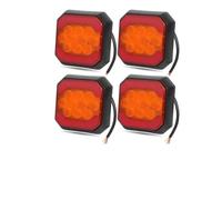 Tetari Car Tail Light Square Truck Tail Light Led Indicator Reverse Brake Stop For Pickup 4x4 Bus Trailer Van 12V 24V(4pcs Red Amber)