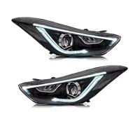 TETARI Headlight Assemblies For Hyundai For Elantra LED Headlight 2011-2016 LED Head Lamp DRL Signal Projector Lens Automotive Car Styling Headlights Front Light Assembly(Without demon eyes,Right)