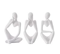 Tetaybon White Bathroom Decor Small Decor for Shelves 3 Pcs Mini Thinker Statue Sculpture Home Decor for Living Room Office Shelf Desktop Decoration