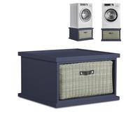 Tetbury Washing Machine Pedestal | Dryer Stand with Storage Basket H41cm | Single or Double | FULLY ASSEMBLED Kitchen Utility Furniture (navy blue, single)