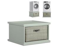 Tetbury Washing Machine Pedestal | Dryer Stand with Storage Basket H41cm | Single or Double | FULLY ASSEMBLED Kitchen Utility Furniture (sage green, single)