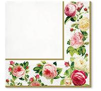 Tete a Tete 3Ply Flowery Tissue Paper Napkins Serviettes 33cm x 33cm - Pack of 20 (Rosy Frame)