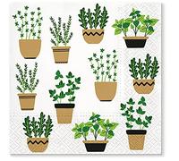 Tete a Tete 3Ply Pastel Flowery Tissue Paper Napkins Decoupage Serviettes 33cm x 33cm - Pack of 20 (Herbs in Pot)