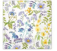 Tete a Tete 3Ply Pastel Flowery Tissue Paper Napkins Serviettes 33cm x 33cm - Pack of 20 (Field Botany)