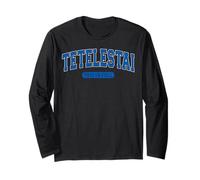 Tetelestai Paid In Full Varsity Arched Blue Letters Long Sleeve T-Shirt