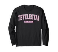 Tetelestai Paid In Full Varsity Arched Pink Letters Long Sleeve T-Shirt