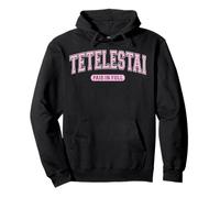 Tetelestai Paid In Full Varsity Arched Pink Letters Pullover Hoodie