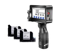 TETEOM Handheld Inkjet Printer, 600DPI 24 Language Barcode Hand Gun Printer 12.7mm Printing Height Portable Handheld Inkjet Printer Coding Machine(Printer with 3 ink)