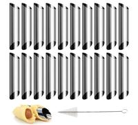 TETEWEVER 21 Pieces Cannoli Cylinders, Stainless Steel Cannoli Moulds, Sicilian Cannoli Moulds, Cannoli Moulds for Cream, Croissant, Cannoli