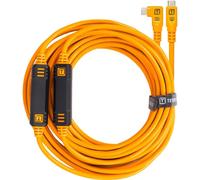Tether Tools TetherPro USB-C to USB-C, 31' (9.4m), Straight to Right Angle Cable with Dual in-line TetherBoosts, & Exclusive Data Transfer - Orange