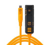 Tether Tools TetherPro Optima 10G USB-C TetherBoost Locking Extension Cable, 4.8m Orange