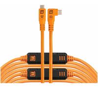 TetherTools TetherPro Optima 10G USB-C to USB-C Straight to Right 31ft (9.4m) - High-Visibility Oran