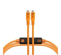 Tether Tools TetherPro Optima 10G USB-C Exclusive Data Transfer, 10’ (3m) Straight to Right Angle Cable - Orange