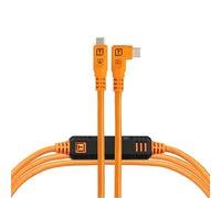 Tether Tools TetherPro Optima 10G USB-C Exclusive Data Transfer, 10’ (3m) Straight to Right Angle Cable - Orange