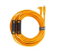 Tether Tools TetherPro USB-C to USB-C, 31' (9.4m), Straight to Right Angle Cable with Dual in-line TetherBoosts, & Exclusive Data Transfer - Orange