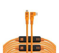 Tether Tools TetherPro Optima 10G USB Exclusive Data Transfer, 31’ (9.4M) Straight to Right Angle Cable - Orange