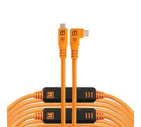 TetherTools TetherPro Optima 10G USB-C to USB-C Straight to Right 31ft (9.4m) - High-Visibility Oran