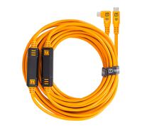 TetherTools TetherPro USB-C to USB-C Straight to Right 31ft (9.4m) - High Visibility Orange