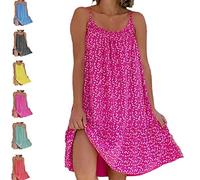 TETHY CamiBloom- Floral Printed Camisole Dress,Summer Beach Dress,Womens Summer Loose-Fit Printed Cami Dress (Pink,M)