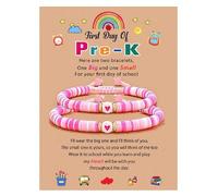 TETING GINING 2 Pcs Colorful Back to School First Day of School Clay Love Bracelets Set for Women Jewelry, One Size, clay, no gemstone