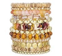 TETING GINING Boho Colorful Crystal Ball Seed Beaded Stackable Bracelets for Women, One Size, Crystal, no gemstone