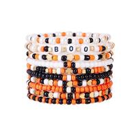 TETING GINING Colorful Halloween Seed Beaded BOO Bracelets for Women Jewelry, One Size, beaded, no gemstone