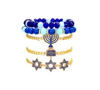 TETING GINING Layered Hanukkah Candle Star Clay Crystal Beaded Bracelets for Women Jewelry, One Size, clay, no gemstone