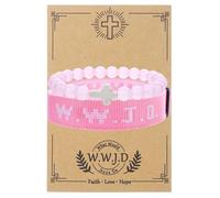 TETING GINING W.W.J.D. Cross Clay Crystal Beaded Bracelets What Wound Jesus Do Christian Religious Faith Bracelet for Women, One Size, clay, no gemstone