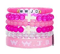 TETING GINING W.W.J.D. Cross Clay Crystal Beaded Bracelets What Wound Jesus Do Christian Religious Faith Bracelet for Women, One Size, clay, no gemstone