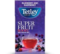 Tetley Boost Super Fruit Blueberry & Raspberry Fruit Tea, 20 Tea Bags | Herbal & Fruit Tea, Functional Blend, Britain's Tea, 85+ Years of Tea Heritage, Rainforest Alliance Certified, 20 Bag Box