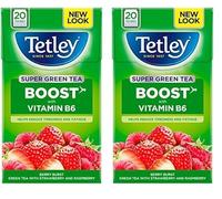 Tetley Boost Super Green Tea Berry Burst, 20 Tea Bags (Pack of 2)