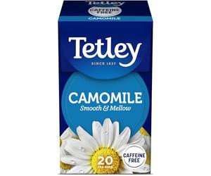 Tetley Camomile Herbal Tea, 20 Tea Bags | Herbal Tea, Chamomile, Caffeine-Free, Britain's Tea, 185+ Years of Tea Heritage, Rainforest Alliance Certified, 20 Bag Box