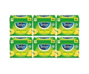 Tetley Green Tea & Lemon Tea, Pack of 6, 300 Teabags Total