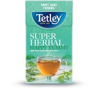 Tetley Happy Tummy Super Herbal Mint & Fennel Tea, 18 Tea Bags | Herbal & Fruit Tea, Functional Blend, Britain's Tea, 85+ Years of Tea Heritage, Rainforest Alliance Certified, 20 Bag Box