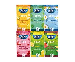 Tetley Mixed Fruit Tea Variety, Unique Fruity Flavours, 150 Individually Wrapped Bags, Herbal and Green Tea Selection