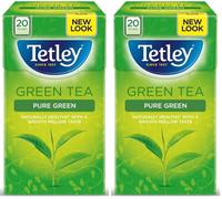 Tetley Pure Green Tea, 20 Teabags - Rainforest Alliance Certified Green Tea Bags - Light and Antioxidant-Rich Blend for a Smooth and Mellow Brew (Pack of 2)