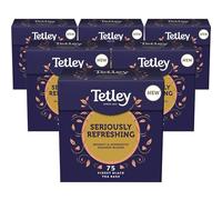 Tetley Seriously Refreshing Tea, 6 x 75 Tea Bags - Rainforest Alliance Certified Classic Gold Blend Teabags - Bright and Aromatic Taste for a Full Flavoured British Brew at Breakfast or Anytime