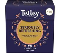 Tetley Seriously Refreshing Tea, 75 Tea Bags - Rainforest Alliance Certified Classic Gold Blend Teabags - Bright and Aromatic Taste for a Full Flavoured British Brew at Breakfast or Anytime