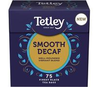 Tetley Smooth Decaf Tea, 75 Tea Bags | Decaffeinated, Black Tea, Britain's Tea, 185+ Years of Tea Heritage, Rainforest Alliance Certified, 75 Bag Box