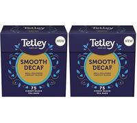 Tetley Smooth Decaf Tea, 75 Teabags - Rainforest Alliance Certified Decaf Tea Bags - Rich, Smooth Taste for a Full Flavoured British Brew at Breakfast or Anytime (Pack of 2)